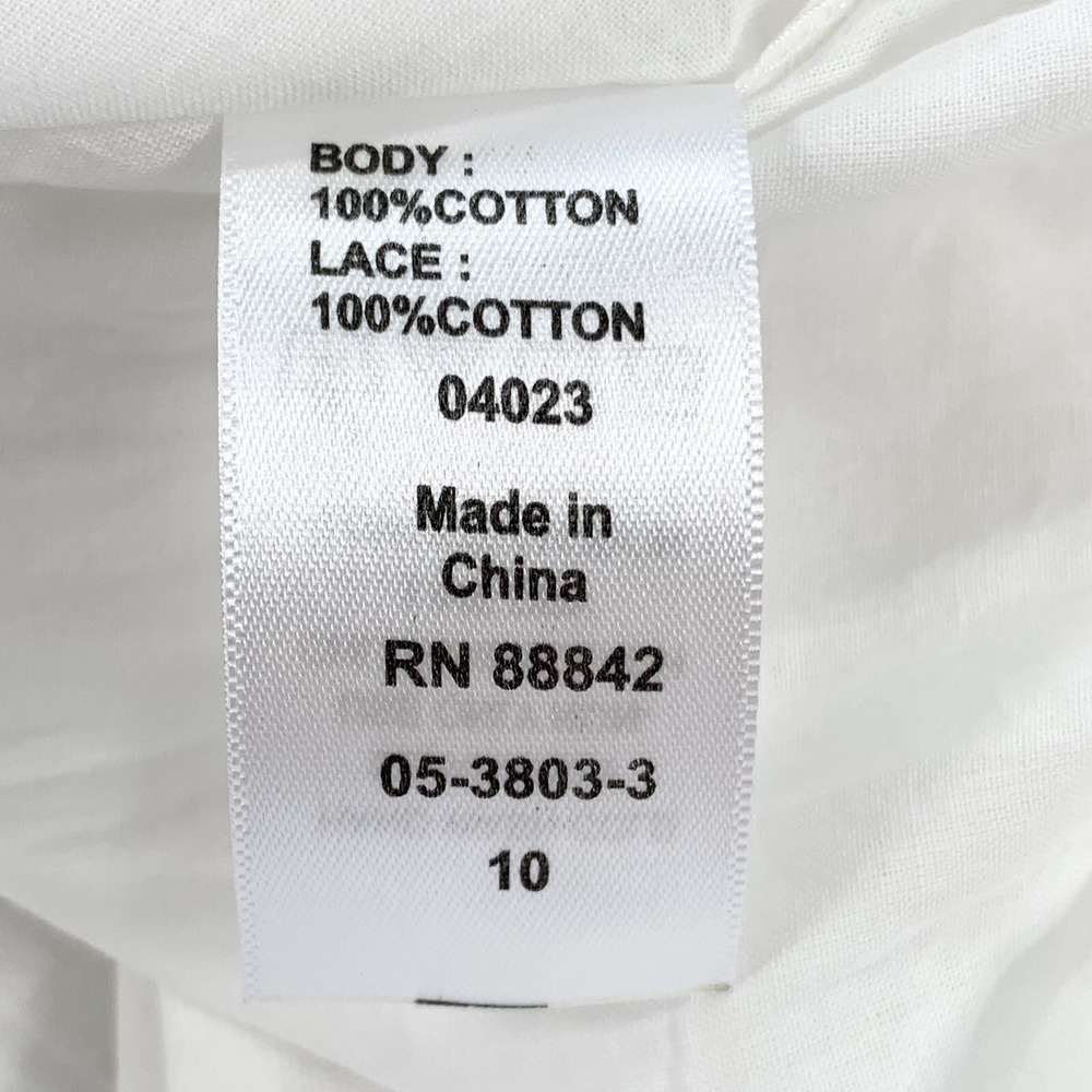 Ellos White 100% Cotton Eyelet Dress Lace Bodice Size 10 Lined Angelcore Cottage - Picture 5 of 8